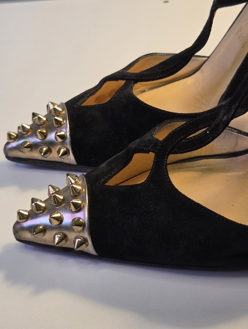 Black Stud-Accent Slingback High Heels - Picture 8 of 15